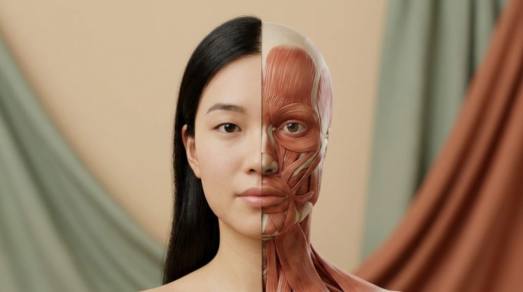 Facial muscle anatomy illustration - Face Yoga Vietnam