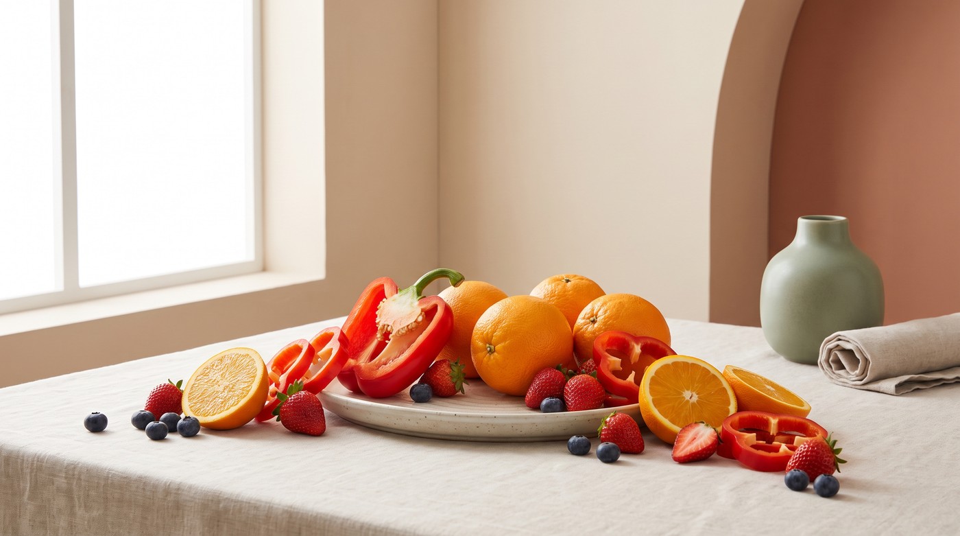 Trái cây họ cam quýt, ớt chuông và quả mọng giàu vitamin C