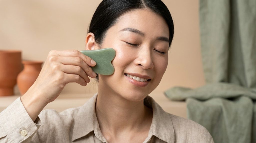 Kết hợp gua sha & massage với Face Yoga