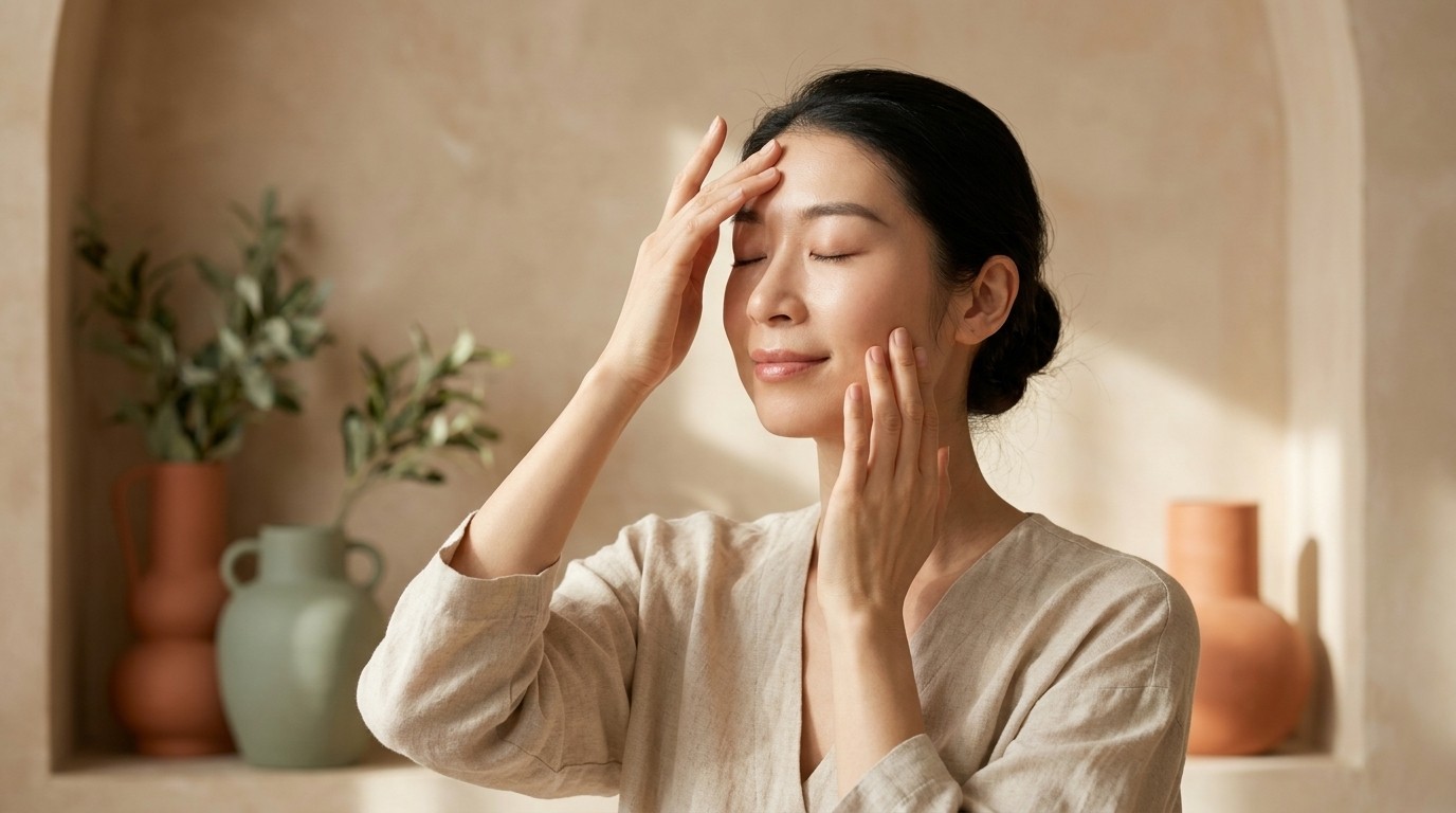Chạm nhẹ, thư giãn trán — kỹ thuật đúng