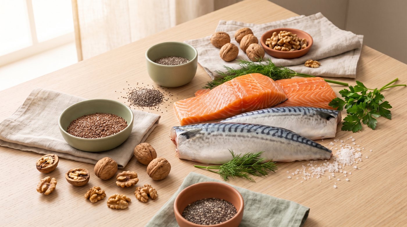 Cá béo, hạt lanh, óc chó — nguồn Omega-3 dồi dào