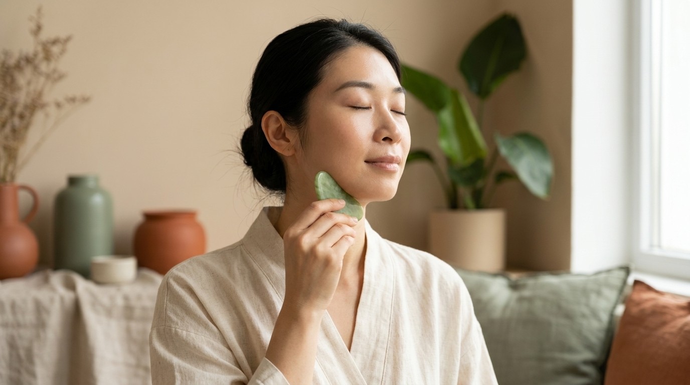 Gua sha vuốt dẫn lưu dọc viền hàm
